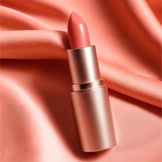 Velvet Bloom Satin Lipstick – Rosy Coral Glow